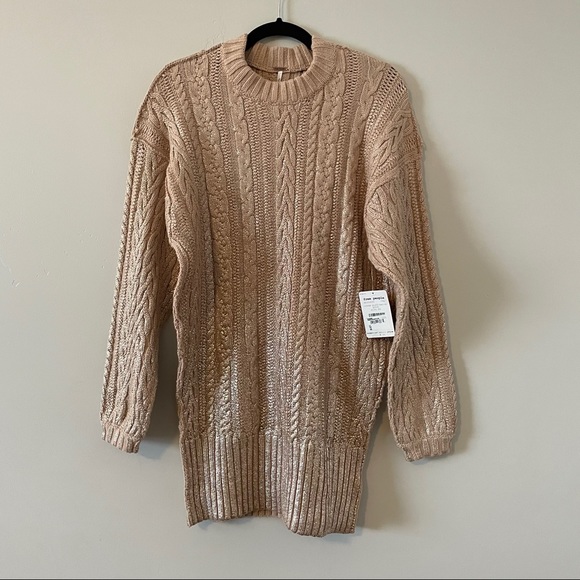 New Free People Good As Gold Sweater Dress size XS - Picture 2 of 10